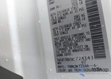 2024 Nissan Rogue Sv Intelligent Awd from USA, damaged, VIN 5N1BT3BB3RC724143